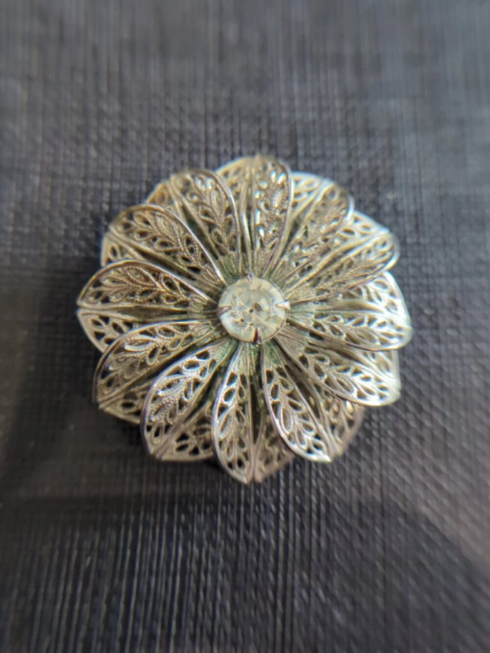 Vintage Lieba USA Scarf Clip Silver Flower
